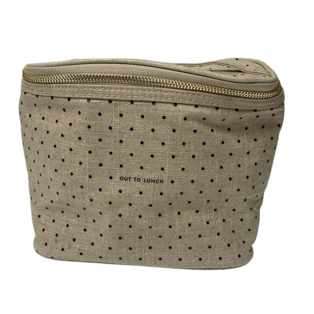 Kate Spade Out to Lunch Polka Dot Insulated Lunch Bag Neutral Canvas